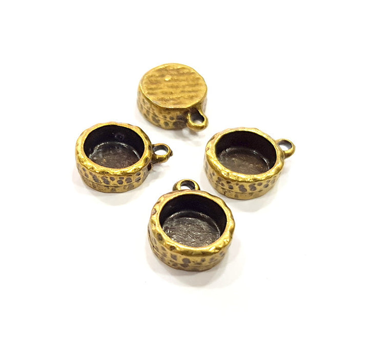 4 Hammered Base Resin Base Pendant Blank inlay Blank Mosaic Blank Bezel Setting Mountings Antique Bronze Plated Metal (8mm blank) G15856