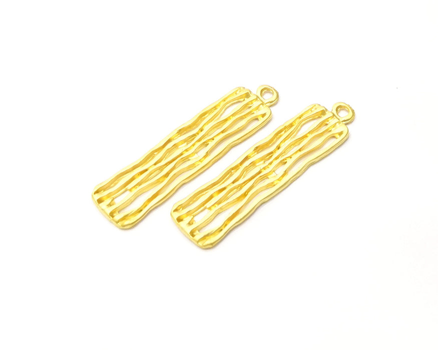 2 Gold Charms Gold Plated Charms  (42x11mm)  G16666