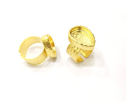 Hammered Ring Blank Setting Cabochon Base inlay Ring Hammered Mounting Adjustable Ring Bezel (18x13mm blank ) Gold Plated Metal G16674