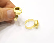 Hammered Ring Blank Setting Cabochon Base inlay Ring Hammered Mounting Adjustable Ring Bezel (10mm blank ) Gold Plated Metal G16675