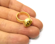 Hammered Ring Blank Setting Cabochon Base inlay Ring Hammered Mounting Adjustable Ring Bezel (10mm blank ) Gold Plated Metal G16675