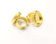 Hammered Ring Blank Setting Cabochon Base inlay Ring Hammered Mounting Adjustable Ring Bezel (25x18mm blank ) Gold Plated Metal G16676