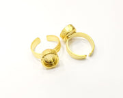 Hammered Ring Blank Setting Cabochon Base inlay Ring Hammered Mounting Adjustable Ring Bezel (10x8mm blank ) Gold Plated Metal G16677