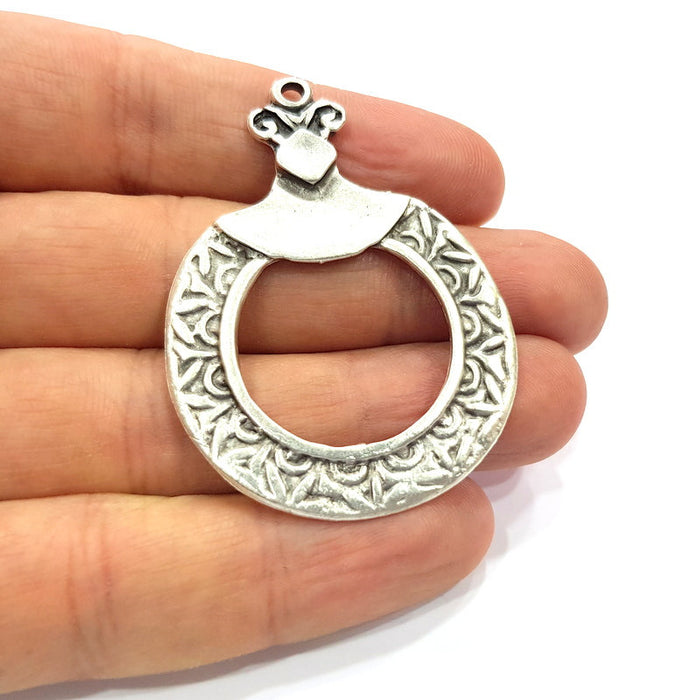 2 Silver Pendant Antique Silver Plated Metal (55x40mm) G15866