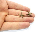10 Starfish Charm Antique Bronze Plated Metal  (17mm) G15869