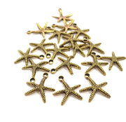 10 Starfish Charm Antique Bronze Plated Metal  (17mm) G15869
