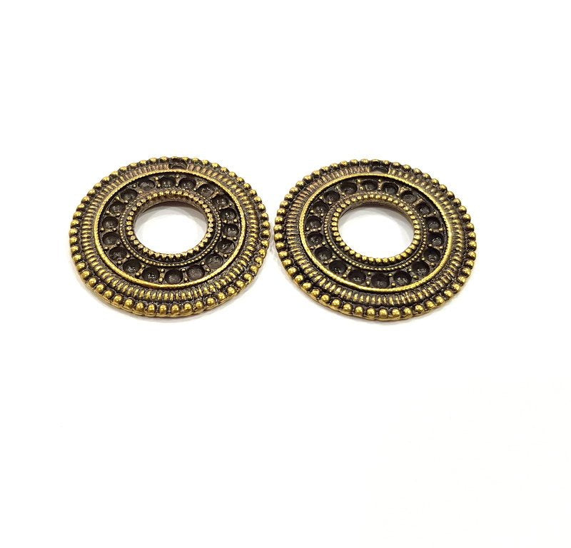 2 Antique Bronze Charm Antique Bronze Plated Metal  (28mm) G15872
