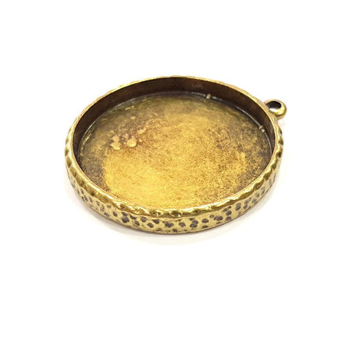 Hammered Base Resin Base Pendant Blank inlay Blank Mosaic Blank Bezel Setting Mountings Antique Bronze Plated Metal (35mm blank) G15875