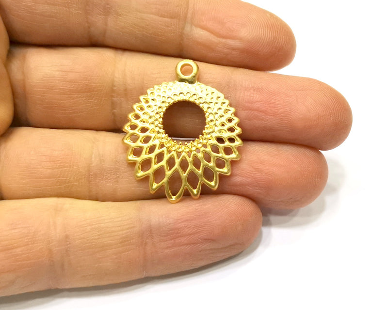 2 Gold Charms Gold Plated Charms  (33x27mm)  G16690