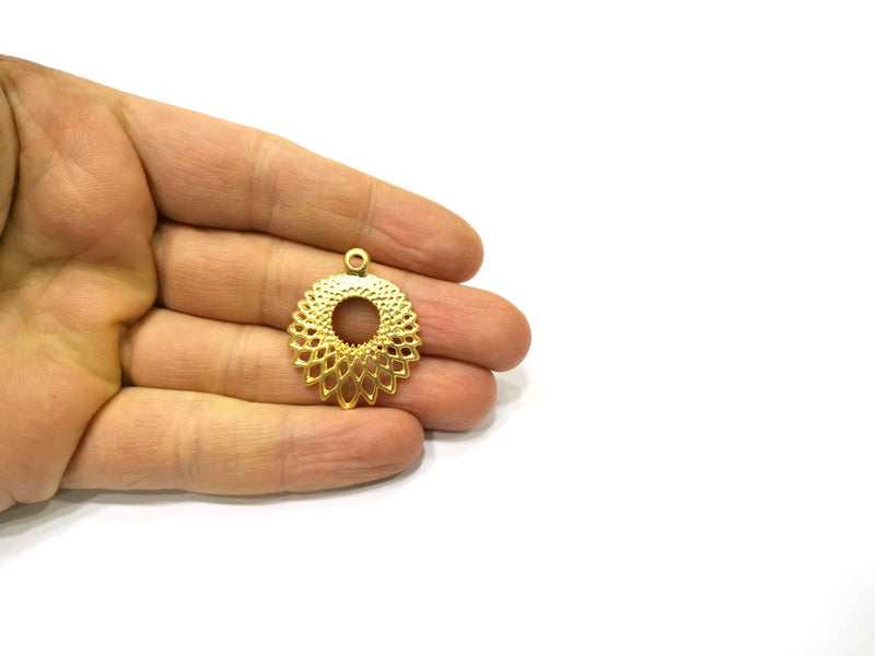 2 Gold Charms Gold Plated Charms  (33x27mm)  G16690