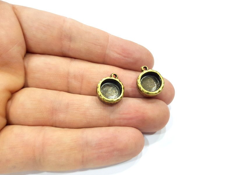 4 Hammered Base Resin Base Pendant Blank inlay Blank Mosaic Blank Bezel Setting Mountings Antique Bronze Plated Metal (10mm blank) G15887