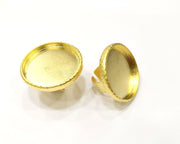 Hammered Ring Blank Setting Cabochon Base inlay Ring Hammered Mounting Adjustable Ring Bezel (35mm blank ) Gold Plated Metal G16706
