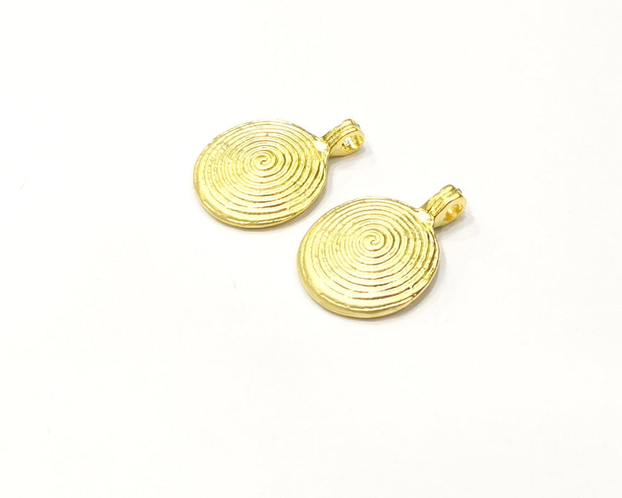 4 Spiral Charms Gold Plated Charms  (24x17mm)  G16707