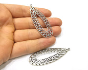 2 Silver Charms Antique Silver Plated Charms (64x23mm)  G16712