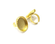 Hammered Ring Blank Setting Cabochon Base inlay Ring Hammered Mounting Adjustable Ring Bezel (25x18mm blank ) Gold Plated Metal G16716