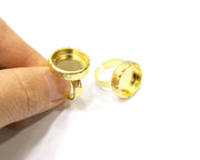 Hammered Ring Blank Setting Cabochon Base inlay Ring Hammered Mounting Adjustable Ring Bezel (16mm blank ) Gold Plated Metal G16718