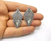 2 Silver Charms Connector Antique Silver Plated Charms (45x24mm)  G16720