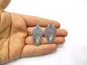 2 Silver Charms Connector Antique Silver Plated Charms (45x24mm)  G16720