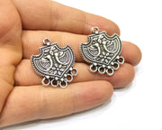 2 Silver Charms Connector Antique Silver Plated Charms (32x28mm)  G16724