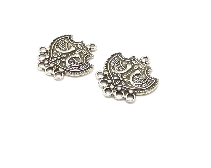 2 Silver Charms Connector Antique Silver Plated Charms (32x28mm)  G16724