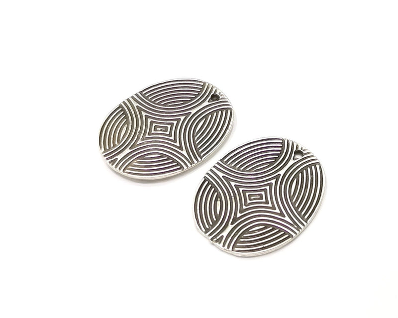 2 Silver Charms Antique Silver Plated Charms (32x24mm)  G16725