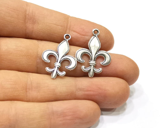 4 Silver Charms Antique Silver Plated Charms (26x19mm)  G16726