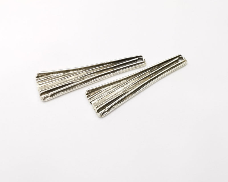 2 Silver Charms Antique Silver Plated Charms (52x15mm)  G16727