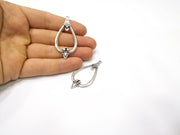2 Silver Charms Connector Antique Silver Plated Charms (54x26mm)  G16729