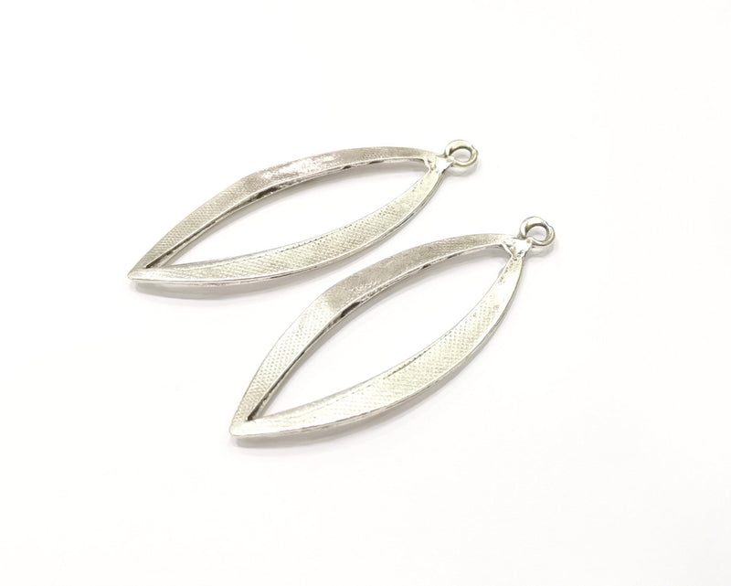2 Silver Charms Antique Silver Plated Charms (61x22mm)  G17488
