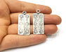 2 Flower Charms Antique Silver Plated Charms (44x22mm)  G16732