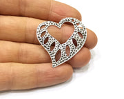 2 Heart Charms Antique Silver Plated Charms (45x43mm)  G16735