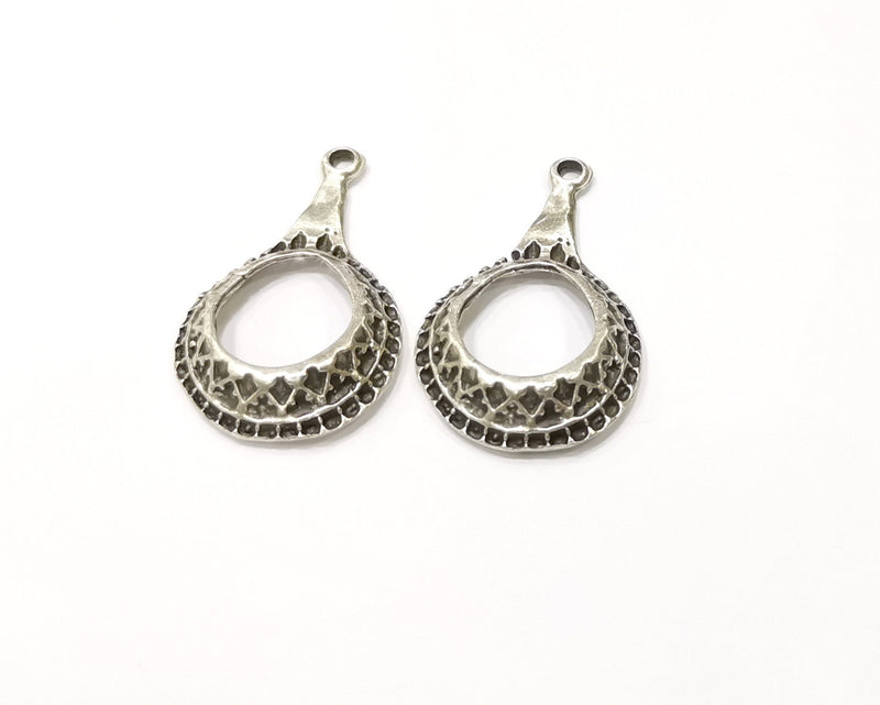 2 Silver Charms Antique Silver Plated Charms (45x29mm)  G16736