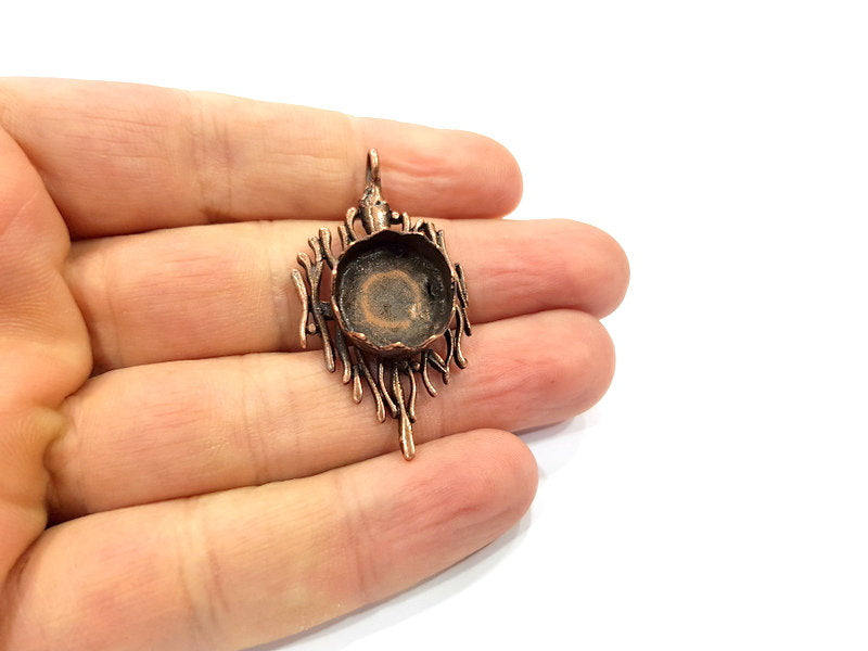 Antique Copper Pendant Blank Mosaic Base Blank inlay Necklace Blank Resin Blank Mountings Copper Plated Brass ( 15 mm blank) G15890
