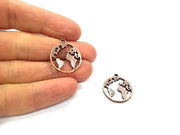 5 World Charm Antique Copper Plated Metal (20mm) G15891