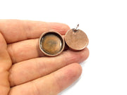 Earring Blank Backs Base Settings Copper Resin Blank Cabochon Base inlay Mountings Antique Copper Plated Brass (20mm blank) 1 Pair G15942