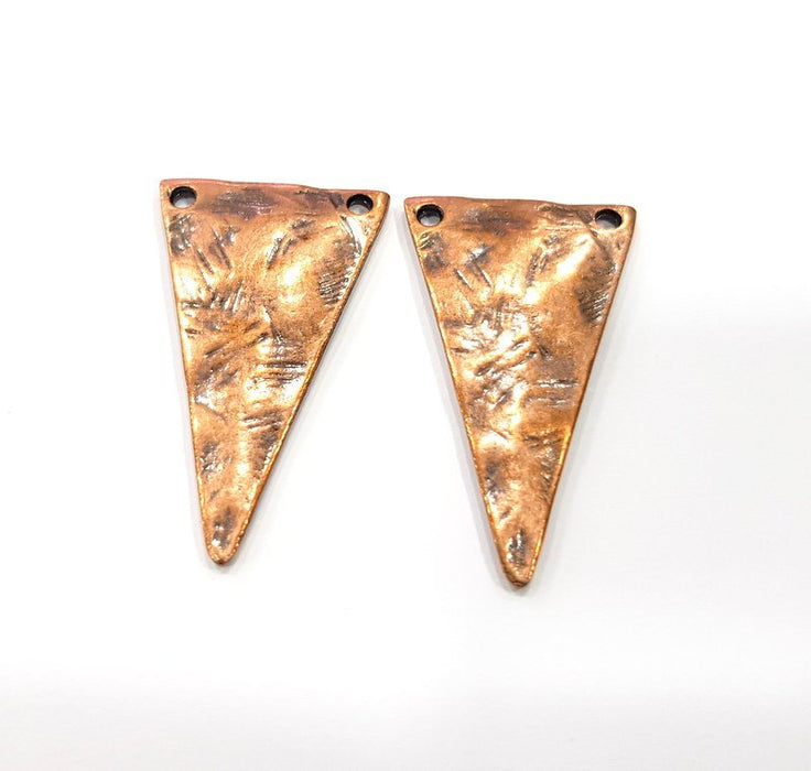 2 Triangle Charm Antique Copper Charm Antique Copper Plated Metal (38x22mm) G15898