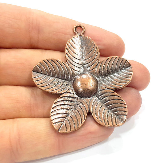 Flower Pendant Antique Copper Pendant Antique Copper Plated Metal (55x49mm) G15899