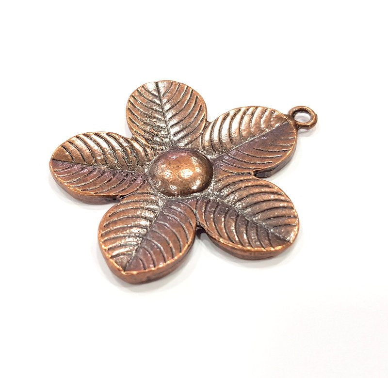Flower Pendant Antique Copper Pendant Antique Copper Plated Metal (55x49mm) G15899