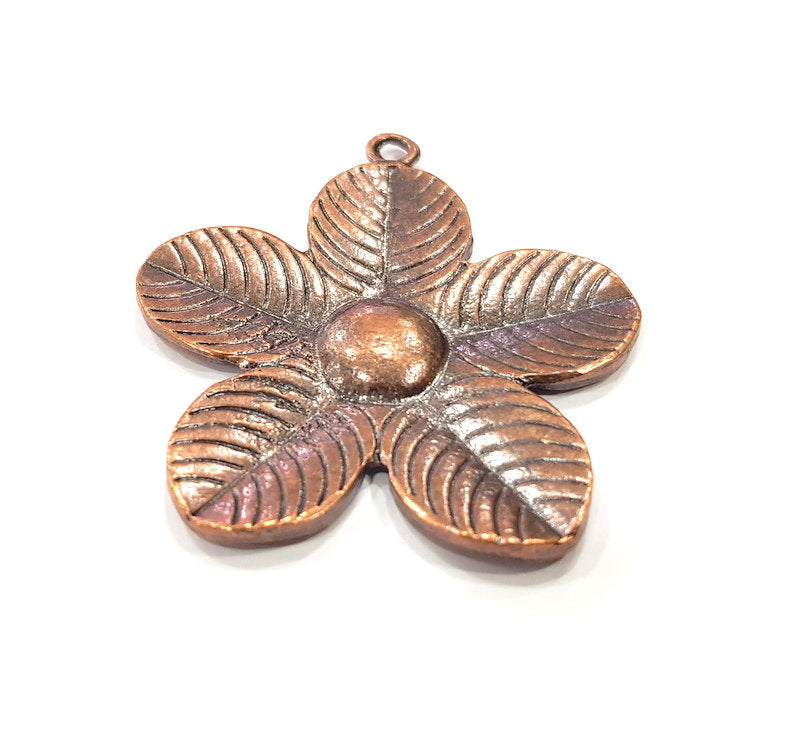 Flower Pendant Antique Copper Pendant Antique Copper Plated Metal (55x49mm) G15899