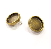 Earring Blank Backs Antique Bronze Resin Base inlay Blank Cabochon Mountings Setting Antique Bronze Plated Metal (20mm blank) 1 pair G15902