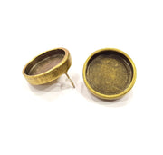 Earring Blank Backs Antique Bronze Resin Base inlay Blank Cabochon Mountings Setting Antique Bronze Plated Metal (20mm blank) 1 pair G15902