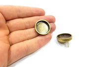 Earring Blank Backs Antique Bronze Resin Base inlay Blank Cabochon Mountings Setting Antique Bronze Plated Metal (20mm blank) 1 pair G15902