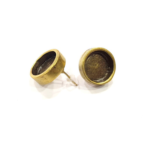 Earring Blank Backs Antique Bronze Resin Base inlay Blank Cabochon Mountings Setting Antique Bronze Plated Metal (12mm blank) 1 pair G15904