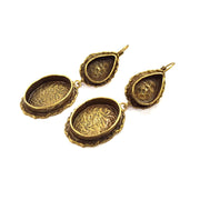 Earring Blank Backs Antique Bronze Resin Base inlay Cabochon Mountings Antique Bronze Plated Brass (20x15+14x10mm blank)  1 pair G15905