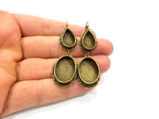 Earring Blank Backs Antique Bronze Resin Base inlay Cabochon Mountings Antique Bronze Plated Brass (20x15+14x10mm blank)  1 pair G15905