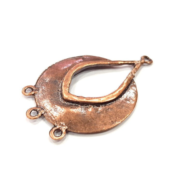 2 Tribal Shield Charm Connector Antique Copper Plated Metal (51x33mm) G15907