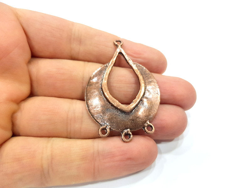 2 Tribal Shield Charm Connector Antique Copper Plated Metal (51x33mm) G15907