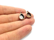 4 Copper Pendant Blank Resin Base Hammered Cabochon Blank Mosaic inlay Necklace Mounting Antique Copper Plated Metal (10x8mm blank)  G15910