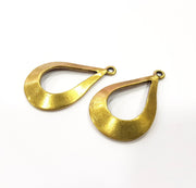 2 Teardrop Charms Antique Bronze Plated Metal  (40x24mm) G15911