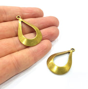 2 Teardrop Charms Antique Bronze Plated Metal  (40x24mm) G15911